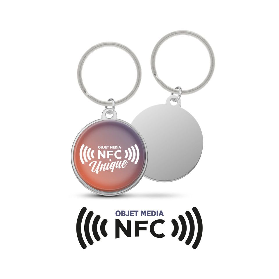Porte-clés personnalisée rond en métal avec puce NFC