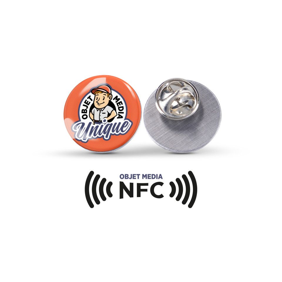 Pin’s personnalisé base en fer en quadri avec puce NFC