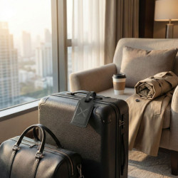 Porte-étiquettte de voyage personnalisé SmarTag cuir upcyclé fabriqué en France