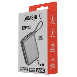 Batterie de secours personnalisée 20 000mAh cablée 22.5W Akashi