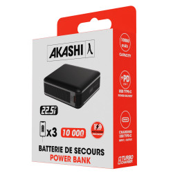 Batterie de secours personnalisée 22.5W charge rapide 10 000 mAh Akashi