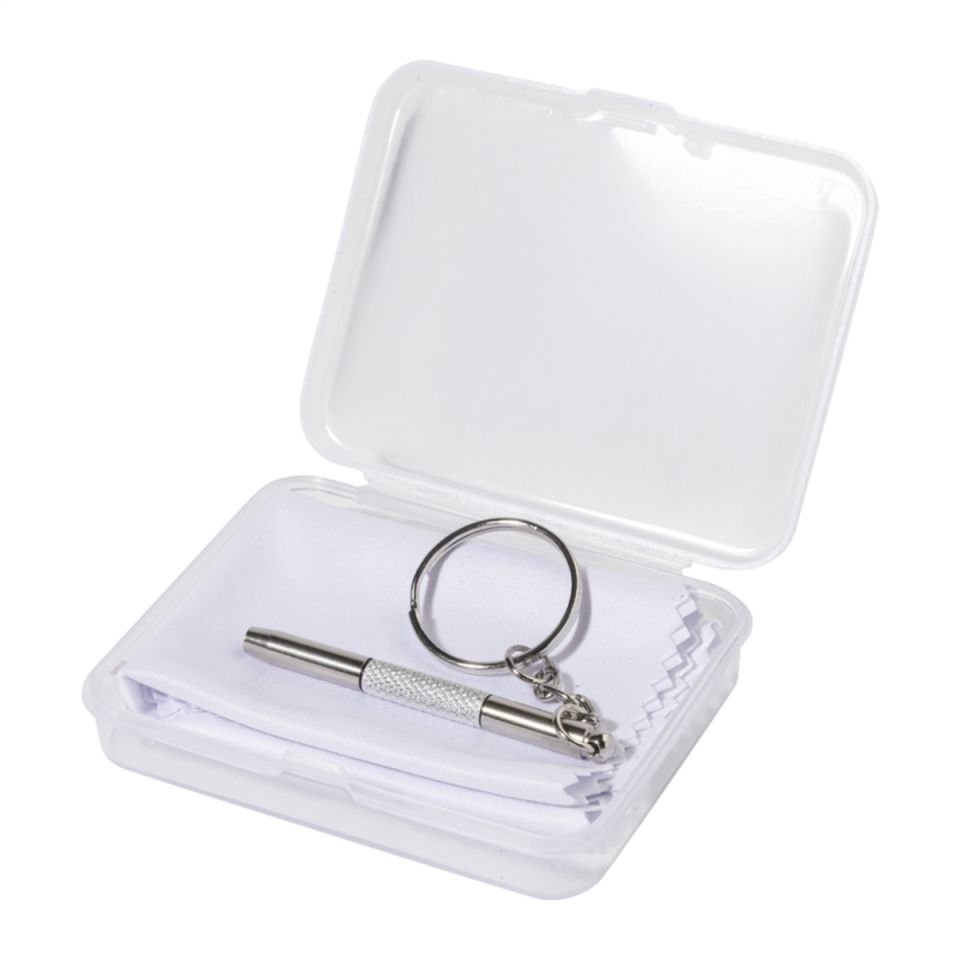 Kit réparation personnalisé pour lunettes microfibre et tournevis boîte PP Express
