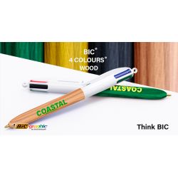 Stylo 4 couleurs publicitaire fabriqué en France BIC® Wood Style Effet bois