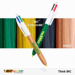 Stylo 4 couleurs publicitaire fabriqué en France BIC® Wood Style Effet bois