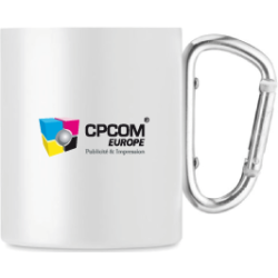 Mug mousqueton personnalisé métal avec anse mousqueton express 300 ml