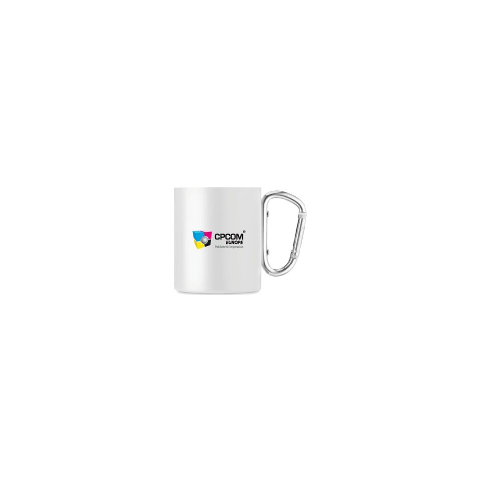 Mug mousqueton personnalisé métal avec anse mousqueton express 300 ml