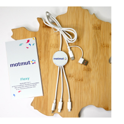 Multicâble de charge 5 en 1 charge rapide 20W personnalisé fabriqué en France Flexy