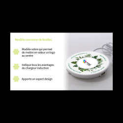Chargeur à induction publicitaire fabriqué en France USB et type C Fast Charge recyclé Green Desk
