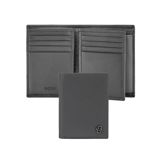 Porte-cartes publicitaire Flap avec porte-monnaie Double B Saffiano Hugo Boss
