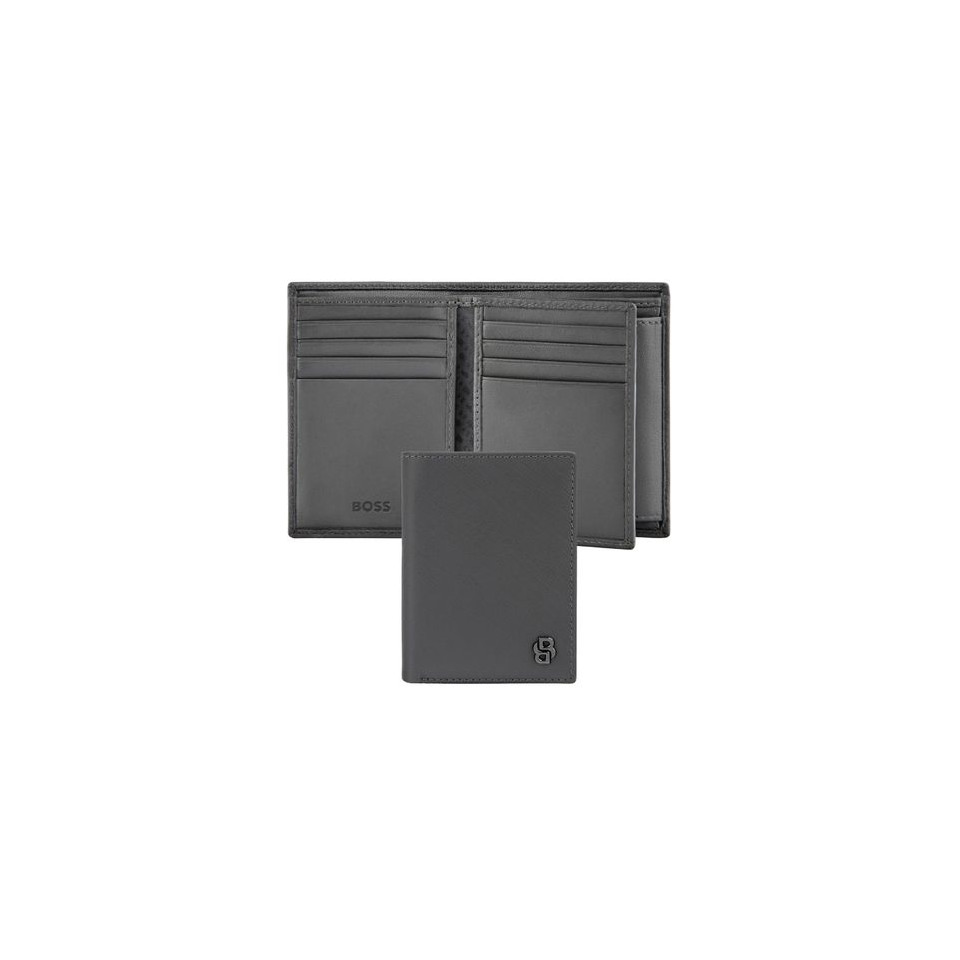 Porte-cartes publicitaire Flap avec porte-monnaie Double B Saffiano Hugo Boss