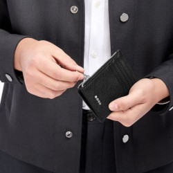 Porte-cartes publicitaire zip Classic Grained Hugo Boss