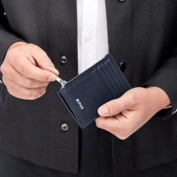 Porte-cartes publicitaire zip Classic Grained Hugo Boss