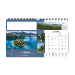 Calendrier personnalisé fabriqué en France 13 feuillets Randonnée du monde grand format