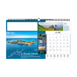 Calendrier personnalisé fabriqué en France 13 feuillets Randonnée du monde petit format