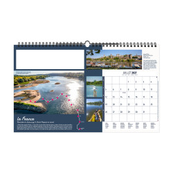 Calendrier personnalisé fabriqué en France 13 feuillets Randonnée du monde petit format