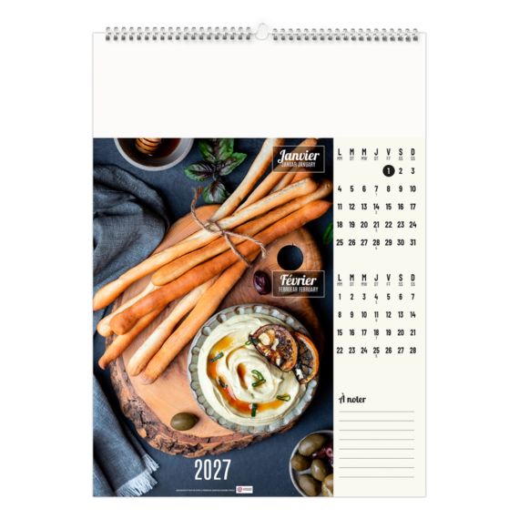 Calendrier publicitaire fabriqué en France 6 et 7 feuillets Cuisine conviviale grand format