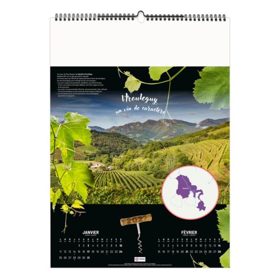 Calendrier personnalisable fabriqué en France 7 feuillets Petites appellations viticoles de France