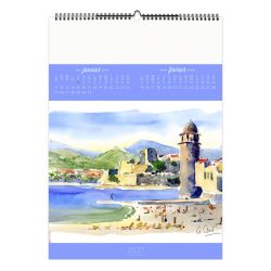Calendrier publicitaire fabriqué en France 7 feuillets Aquarelles grand format