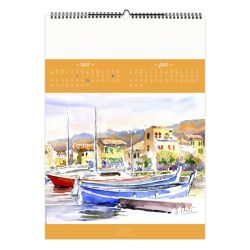 Calendrier publicitaire fabriqué en France 7 feuillets Aquarelles grand format