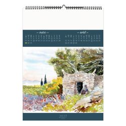 Calendrier publicitaire fabriqué en France 7 feuillets Aquarelles grand format