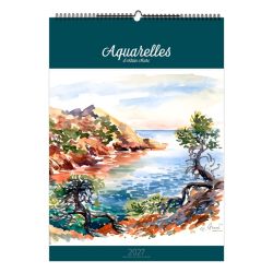 Calendrier publicitaire fabriqué en France 7 feuillets Aquarelles grand format