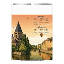 Calendrier économique publicitaire fabriqué en France 6 feuillets Néo Rétro