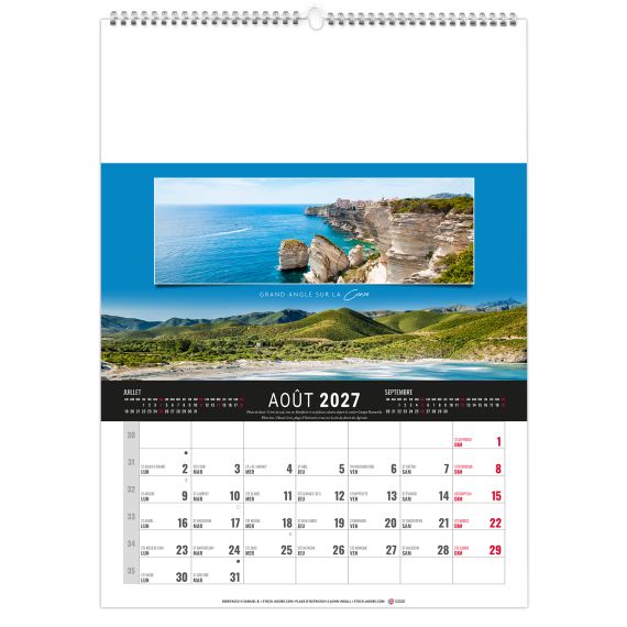 Calendrier publicitaire fabriqué en France Mural 12 feuillets Étandu