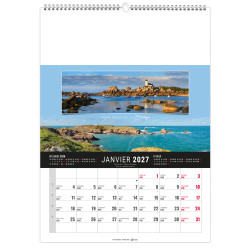 Calendrier publicitaire fabriqué en France Mural 12 feuillets Étandu