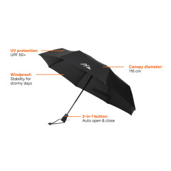 Parapluie publicitaire tempête 23'' en rPET AWARE™  Nordic Drift Trail