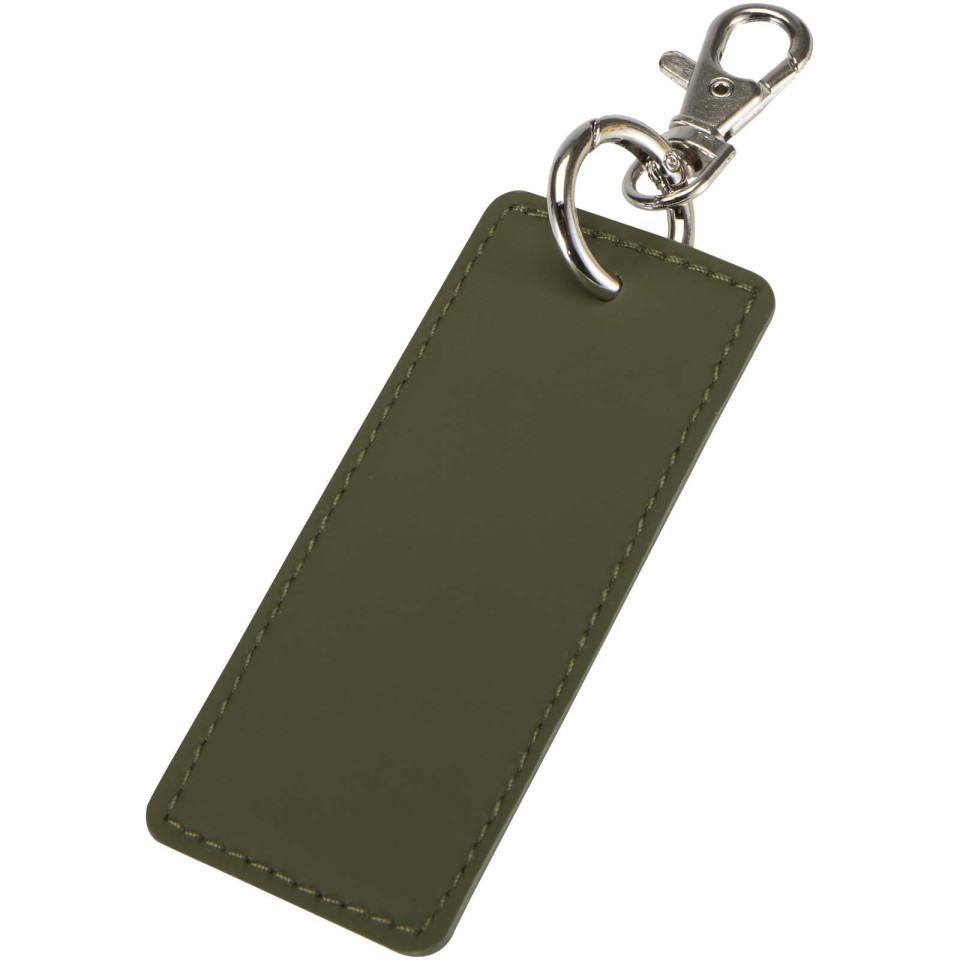 Porte-clés publicitaire rectangulaire à breloques en matériaux recyclés certifié GRS Resi Plus