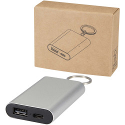 Batterie publicitaire de secours Arcturus en aluminium recyclé de 2 000 mAh avec porte-clés