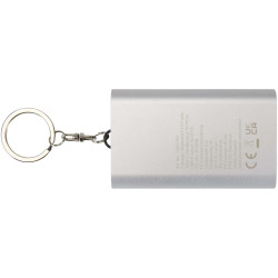 Batterie publicitaire de secours Arcturus en aluminium recyclé de 2 000 mAh avec porte-clés
