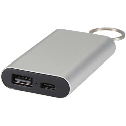 Batterie publicitaire de secours Arcturus en aluminium recyclé de 2 000 mAh avec porte-clés