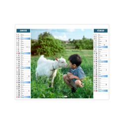 Calendrier personnalisable fabriqué en France 2 en 1 Enfants 6 feuillets
