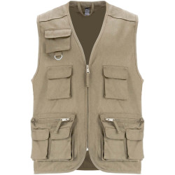 Gilet publicitaire de travail multi-poches à col en V Venera de 200 g/m2