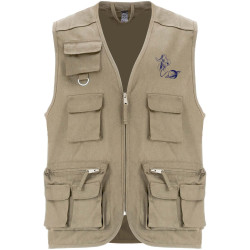 Gilet publicitaire de travail multi-poches à col en V Venera de 200 g/m2