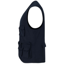 Gilet publicitaire de travail multi-poches à col en V Venera de 200 g/m2