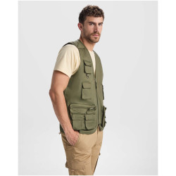Gilet publicitaire de travail multi-poches à col en V Venera de 200 g/m2