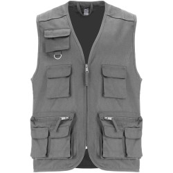 Gilet publicitaire de travail multi-poches à col en V Venera de 200 g/m2