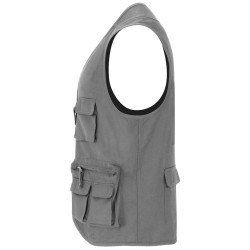 Gilet publicitaire de travail multi-poches à col en V Venera de 200 g/m2