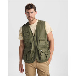 Gilet publicitaire de travail multi-poches à col en V Venera de 200 g/m2