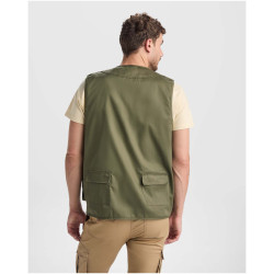 Gilet publicitaire de travail multi-poches à col en V Venera de 200 g/m2