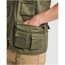 Gilet publicitaire de travail multi-poches à col en V Venera de 200 g/m2