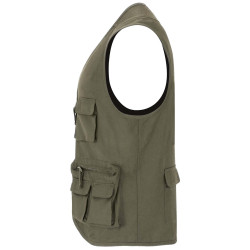 Gilet publicitaire de travail multi-poches à col en V Venera de 200 g/m2