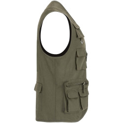 Gilet publicitaire de travail multi-poches à col en V Venera de 200 g/m2