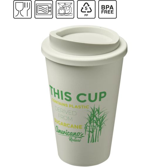 Gobelet publicitaire fabriqué en Europe avec isolation Americano®­­ Renew 350 ml PE recyclé Sans BPA