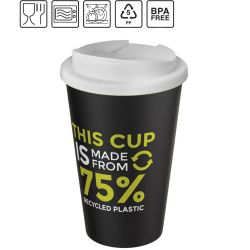 Gobelet Americano® Eco recyclé publicitaire fabriqué en Europe de 350 ml avec couvercle anti-déversement PE recyclé