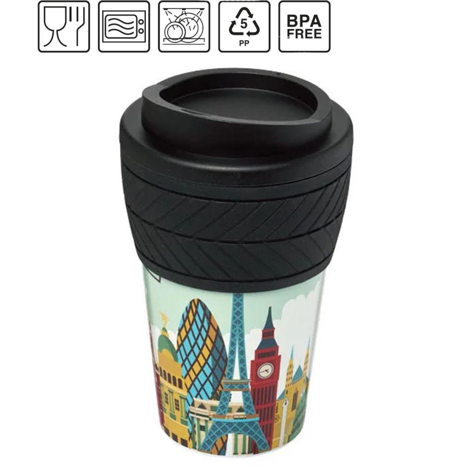 Gobelet publicitaire fabriqué en Europe isolant Brite-Americano® pneu 350 ml Plastique PP