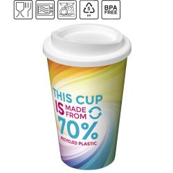 Gobelet publicitaire avec isolation Brite-Americano® Eco de 350 ml fabriqué en Europe RPET