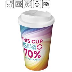 Gobelet publicitaire avec isolation Brite-Americano® Eco de 350 ml et anti-déversement fabriqué en Europe PP recyclé